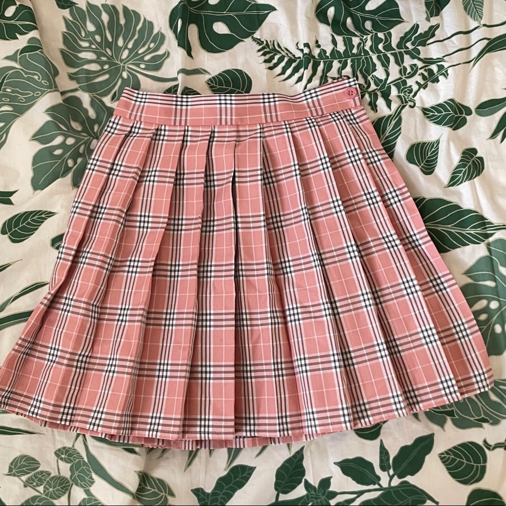 xs pink plaid tennis skirt